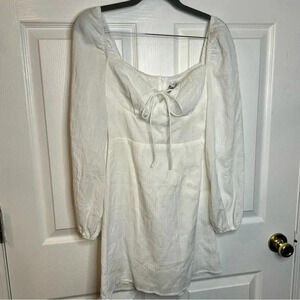 Princess Polly White Alena Mini Dress Long Sleeve White Womens Size 2 NWT